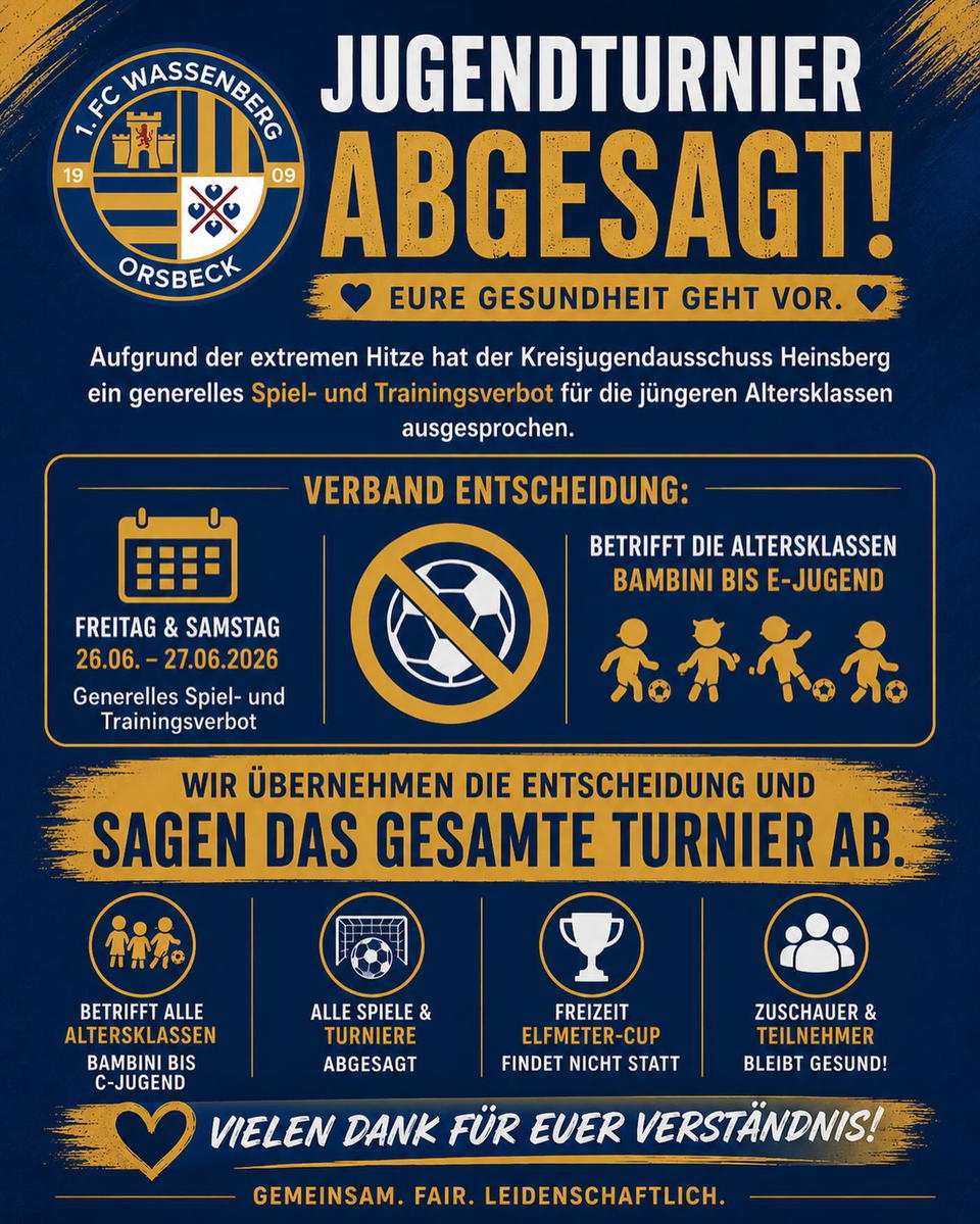 Jugendturnier FOX Sommercup 2026 abgesagt